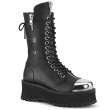 (UK  7/EU 40/US 8) DemoniaCult Mens Boots GRAVEDIGGER-14 Blk Vegan Leather