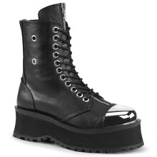 (UK  10/EU 43/US 11) DemoniaCult Mens Boots GRAVEDIGGER-10 Blk Vegan Leather