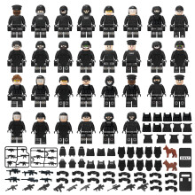 30pcs Military Soldiers Black SWAT Jeeps Minifigures Toys Fit Lego