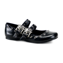 (UK 9/EU 42/US 12) DemoniaCult Womens Low Shoe DAISY-03 Blk Vegan Leather