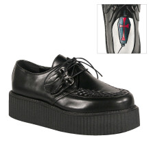(UK 5/EU 38/US 6) DemoniaCult Mens Low Shoe V-CREEPER-502 Blk Vegan Leather