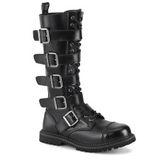 (UK  10/EU 43/US 11) DemoniaCult Mens Boots RIOT-18BK Blk Leather