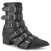 (UK 5/EU 38/US 6) DemoniaCult Mens Boots WARLOCK-70 Blk Vegan Leather