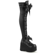 (UK 7/EU 40/US 10) DemoniaCult Womens Boots KERA-303 Blk Stretch Vegan Leather