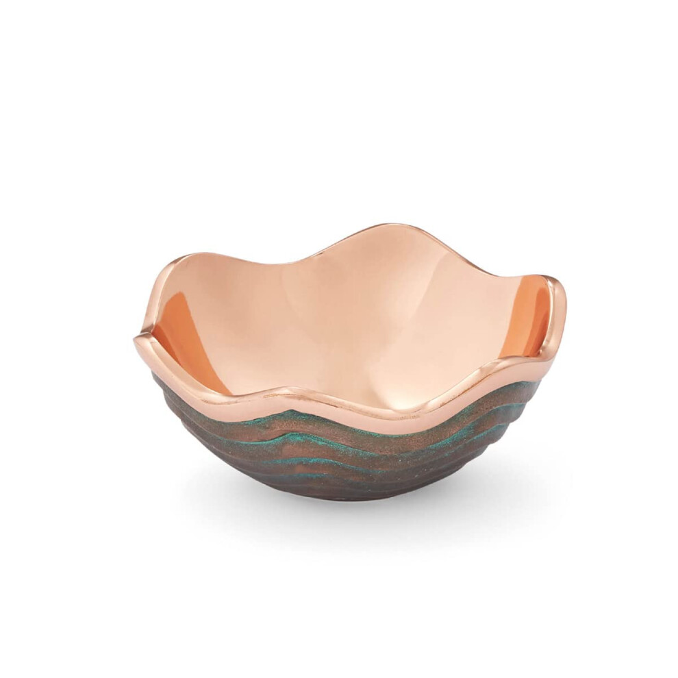 nambe Small Copper Canyon Bowl | 6-Inch Fruit or Snack Bowl for Kitchen Counter, Table, Mantel Décor | Decorative Scalloped Edge Vegetable Basket | S