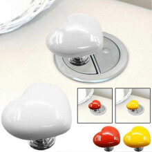 (Yellow)Flush Replacement Toilet Push Button Aid Heart Shaped Toilet Tank Button Aid for Hole Toilet Water Tank