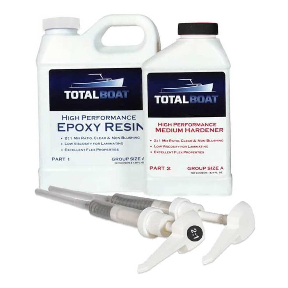 TotalBoat-510822 High Performance Epoxy Kit, Crystal Clear Marine Grade Resin and Hardener for Woodworking, Fiberglass and Wood Boat Building and Rep