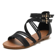 (38,Black)Women's Summer Casual Sandals Breathable Casual Soft Open-Toe Hollowed Sandals for Women Girls Going Beach Side Wear