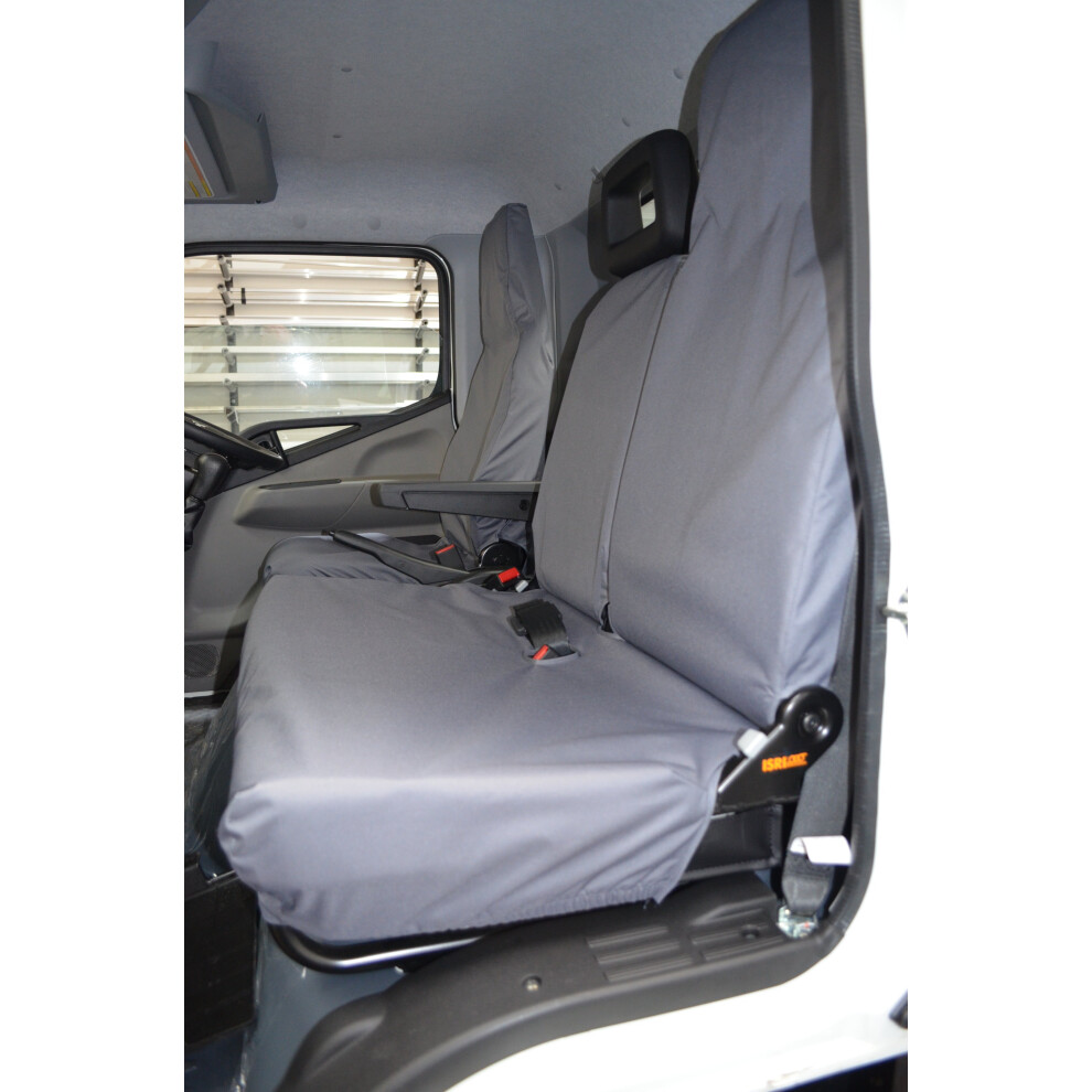 (Black) Fits Mitsubishi Fuso Canter 2006+ Front Seat Covers Black 5057605034874