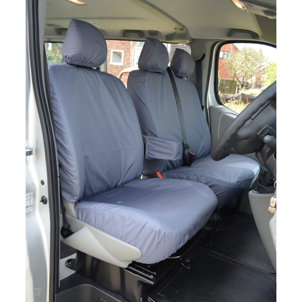 (Without Driver's Armrest, ) Fits Vauxhall Vivaro 2001-2006 Front Seat Covers Grey 5057605010311