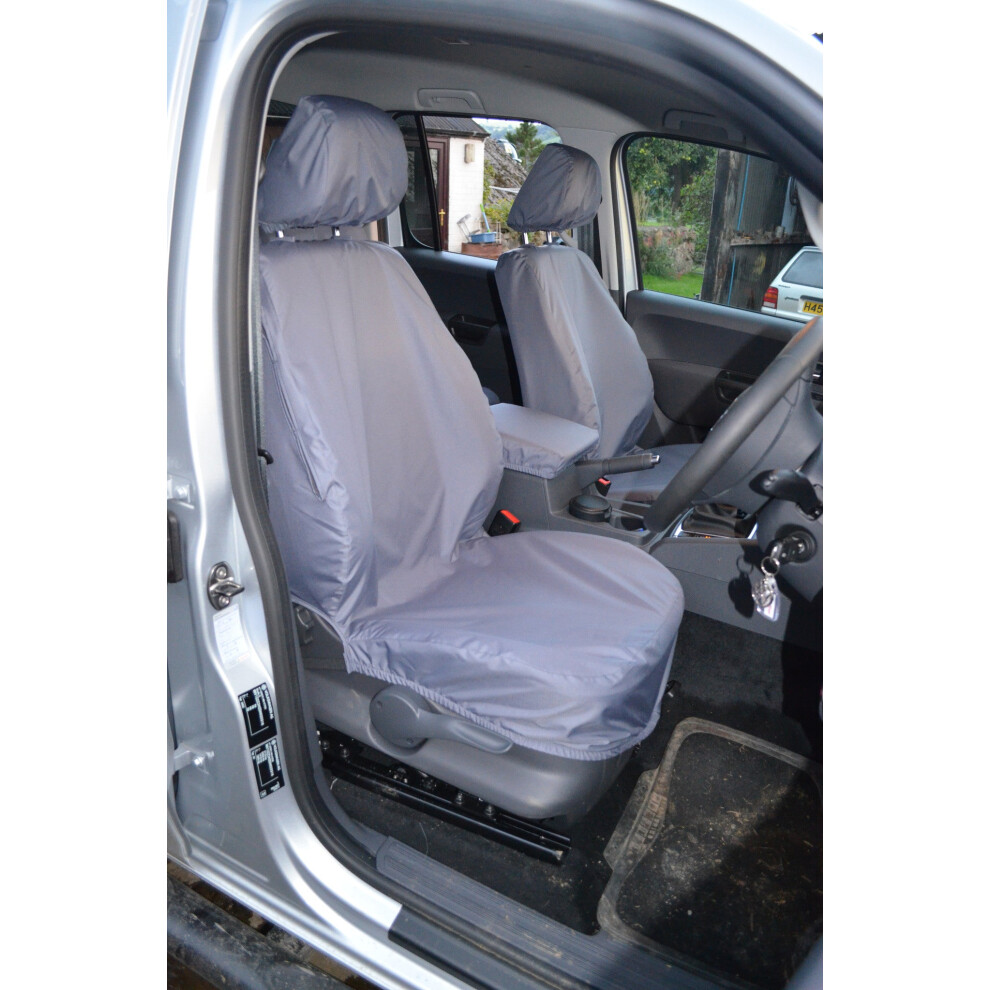 (, Front Pair (V6 Model)) Fits Vw Volkswagen Amarok 2011-2022 Seat Covers Black 5057605033389