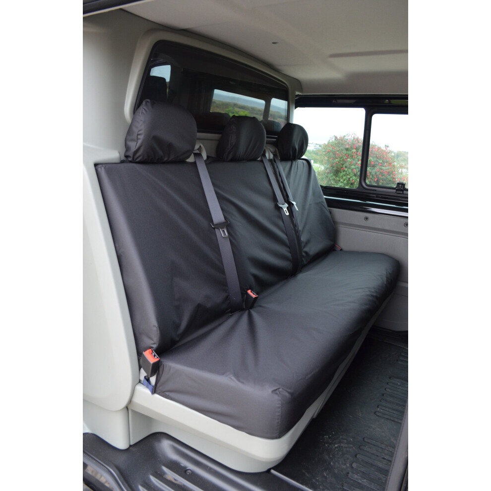 (Black) Fits Vauxhall Vivaro Crew Cab 2001-2006 Rear Seat Covers Black 5057605010380