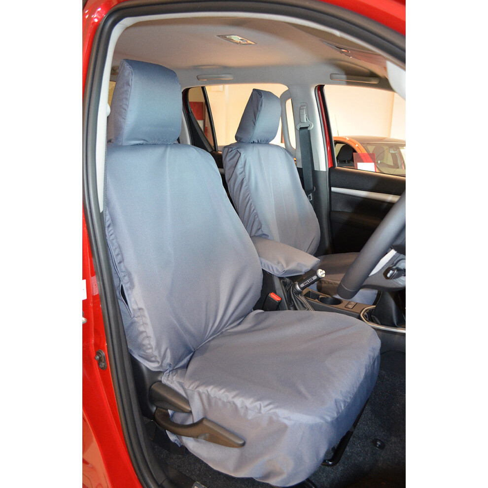 (, Front Pair) Fits Toyota Hilux Active 2016+ Seat Covers Black 5057605005669