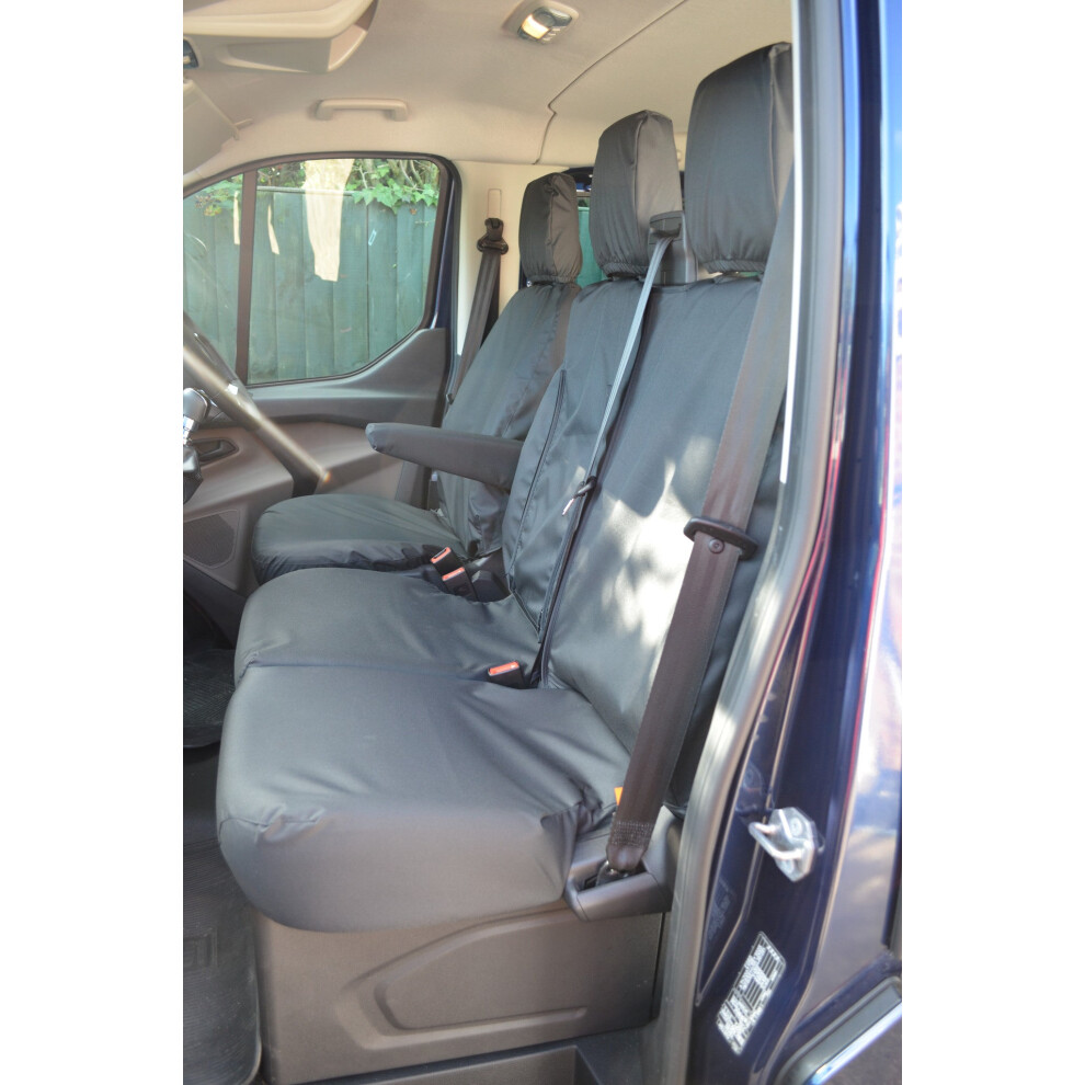 ( Camouflage, Driver's Seat & Double Passenger With Worktray) Fits Ford Transit Van 2014+ Front Seat Covers Green 5057605038186