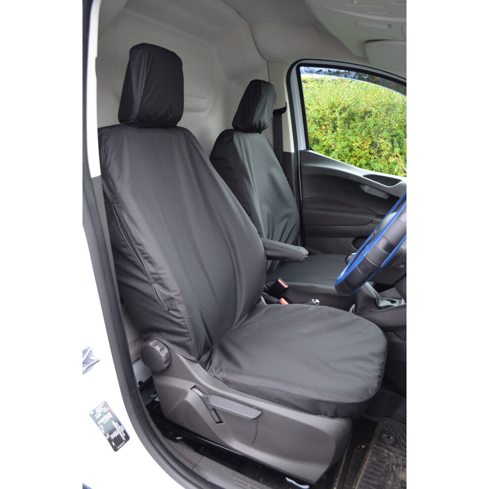 (, Driver & Non-Folding Passenger) Fits Ford Transit Courier 2023+ Seat Covers Black 5057605043746