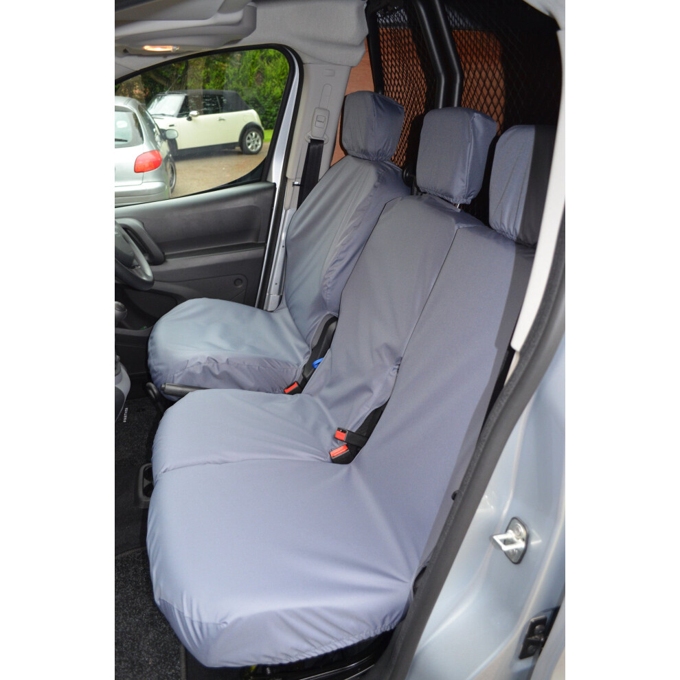 (, Front Pair (Integral Passenger Headrest)) Fits Vauxhall Combo Van 2018+ Front Seat Covers Black 5057605033501