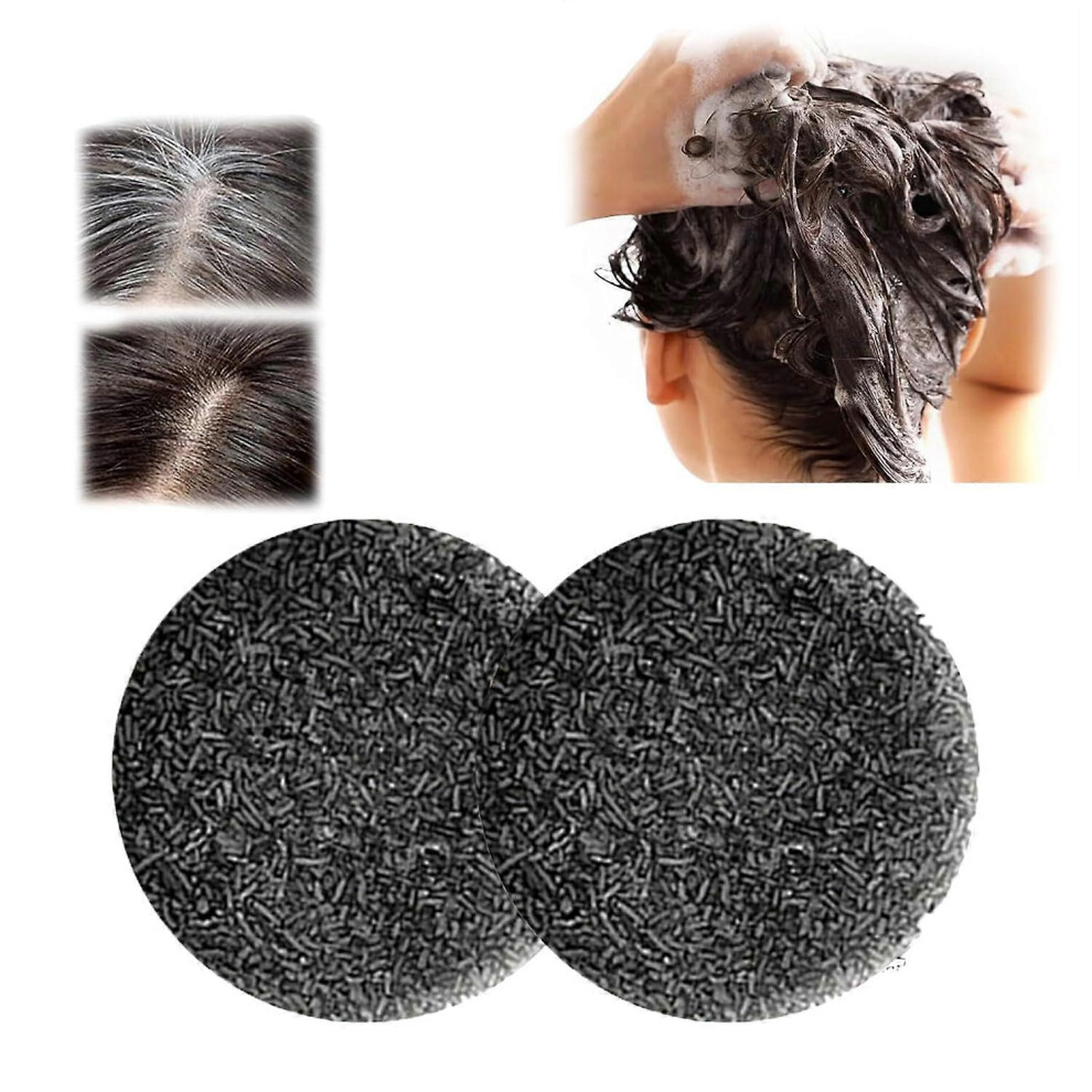 (2 Pcs) Black Shampoo Bar Soap for Gray Hair, Mane Gray Reverse Bar for Men, Black Hair Shampoo Bar for Hair Darkening