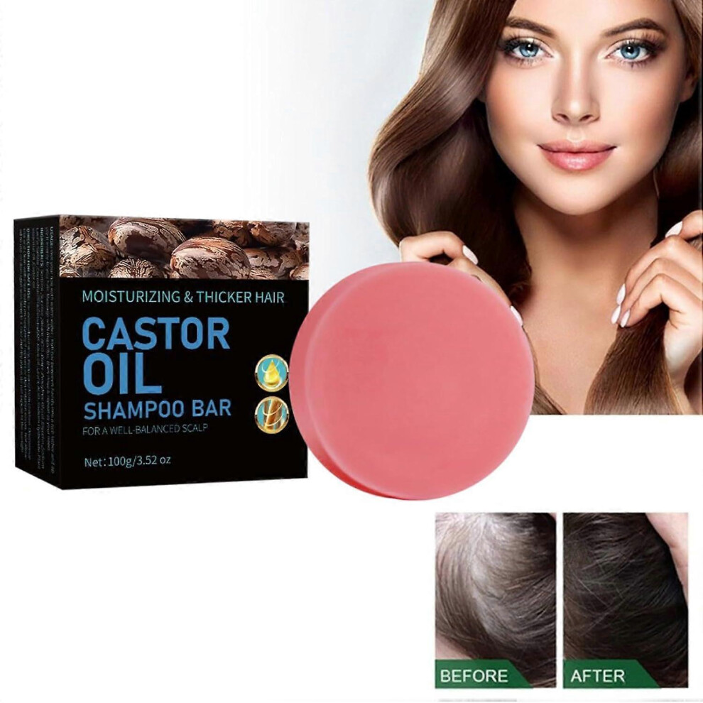 (2 pcs) Castor Oil Shampoo Bar for Hair Hydration and Strength,Hydrating & Moisturizing Bar Shampoo for Dull & Dry Hair