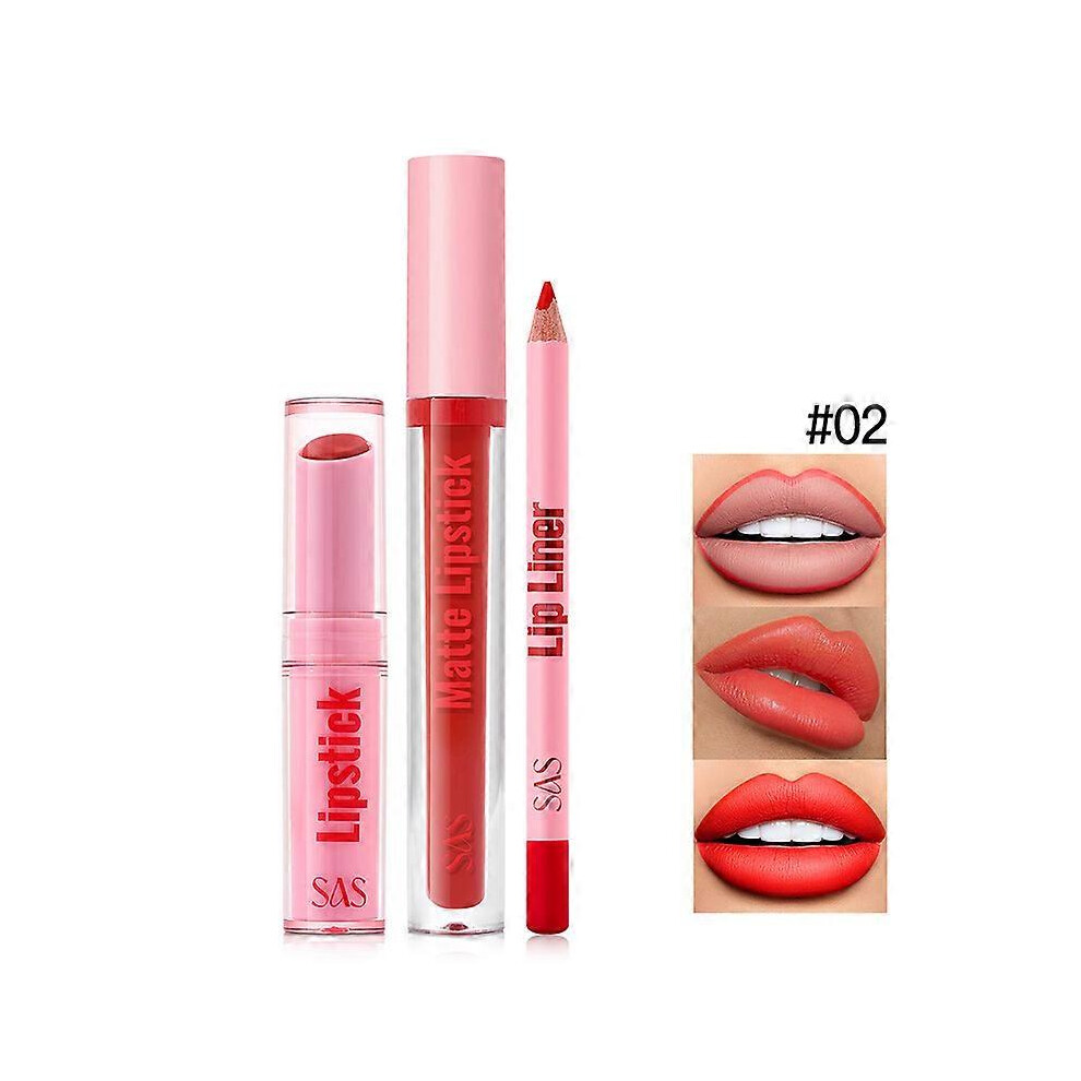(K2) Lipstick Set, Waterproof Matte Lipstick Lip Gloss & Lip Liner Set, 3-in-1 Long Lasting Soft Cream Texture Lipstick Set, Highly Pigmented Velvety Nude