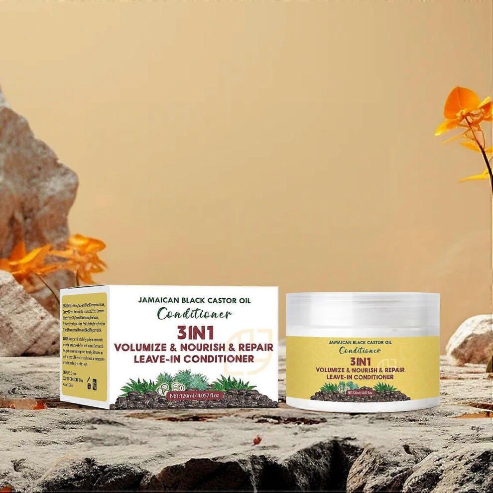 (3PCS) 100% Pure Jamaican Black Castor Oil Leave-In Conditioner For Damaged Hair and To Soften Detangle Hair 3 in 1 Volumize & Nourish & Repair Hair Mask