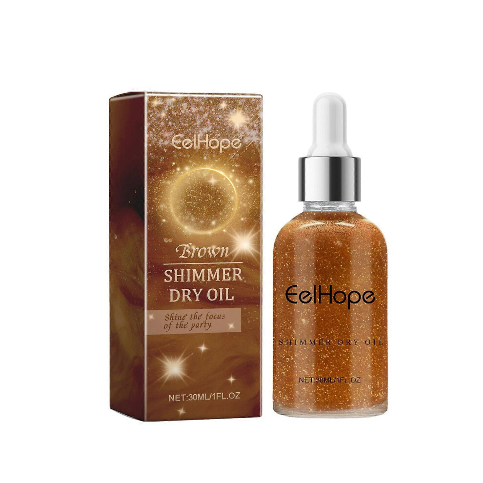 (Brown) Body Glitter Oil, Body Shimmer, Shimmer Dry Oil,Glowing Body Shimmer Dry Oil,Quick-Drying Non-sticky Hair Glitter Spray