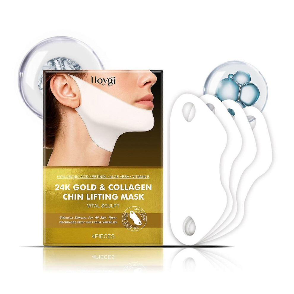 (2 Box) V Line Lifting Mask with 24K Gold, Collagen Chin Lifting Mask, Deep Collagen Jawline Shaper Mask with Retinol for Face Lift