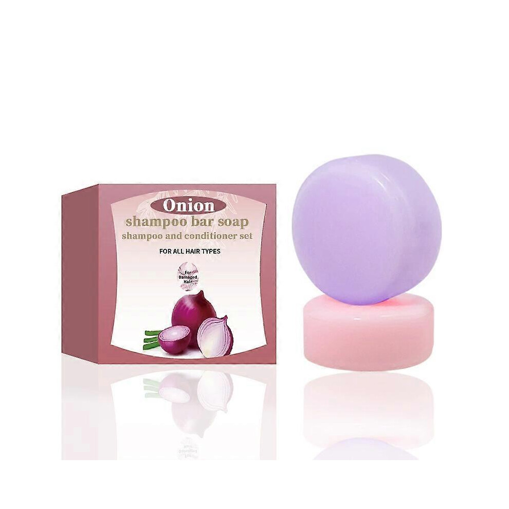 (1PCS) Onion Shampoo Bar Soap, Solid Shampoo and Conditioner Set, Onion Hair Growth Shampoo Bar for Stronger, Thicker, Longer Hair, Against Hair Loss