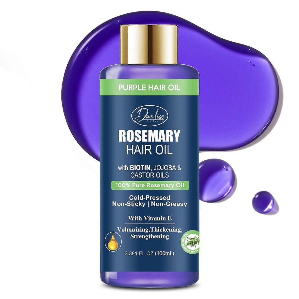 (2PCS) 100% Pure Rosemary Oil for Hair Growth | Infused with Biotin, Jojoba Oil & Castor Oil | Hair Strengthening Treatment | Nourishing & Volumizing & Thick