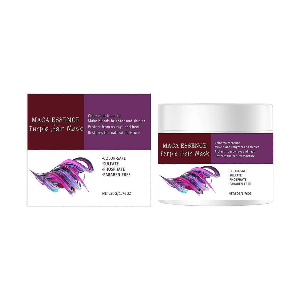(2Pcs) Purple Hair Mask, Maca Deep Repair Collagen Hair Mask for Dry and Damaged Hair, Moisturising and Nourishing Hair, Make Your Hair Soft and Silky