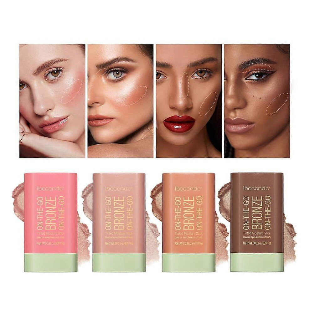 (1 Pcs Color 4) Cream Contour Sticks,Blush&Highlighter Natural Matte Non-greasy and Waterproof Contouring Pen for Cheek & Eyes & Lip