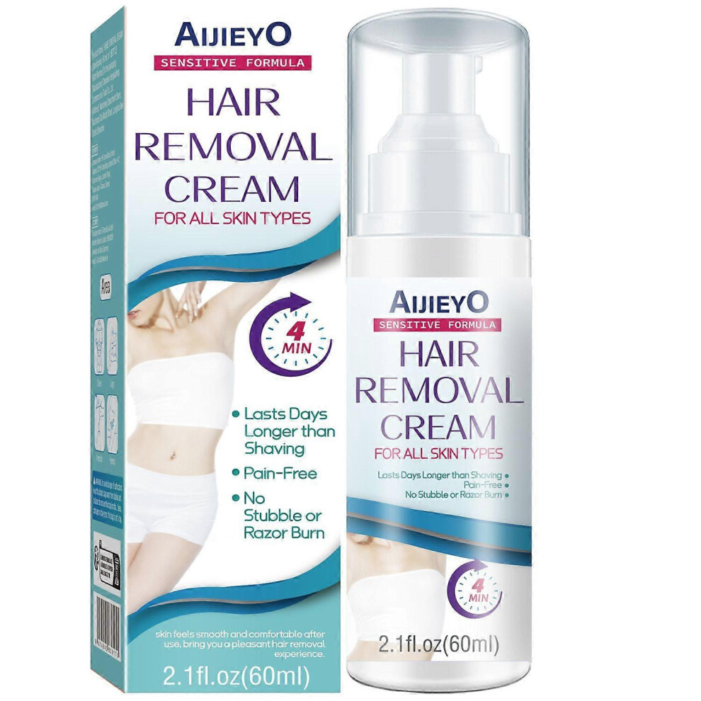 (1PCS) 60ml Hair Removal Cream For Underarm, Bikini Area, Face, Arms, Legs, Chest, Pain-Free Hair Removal Cream for Sensitive Skin