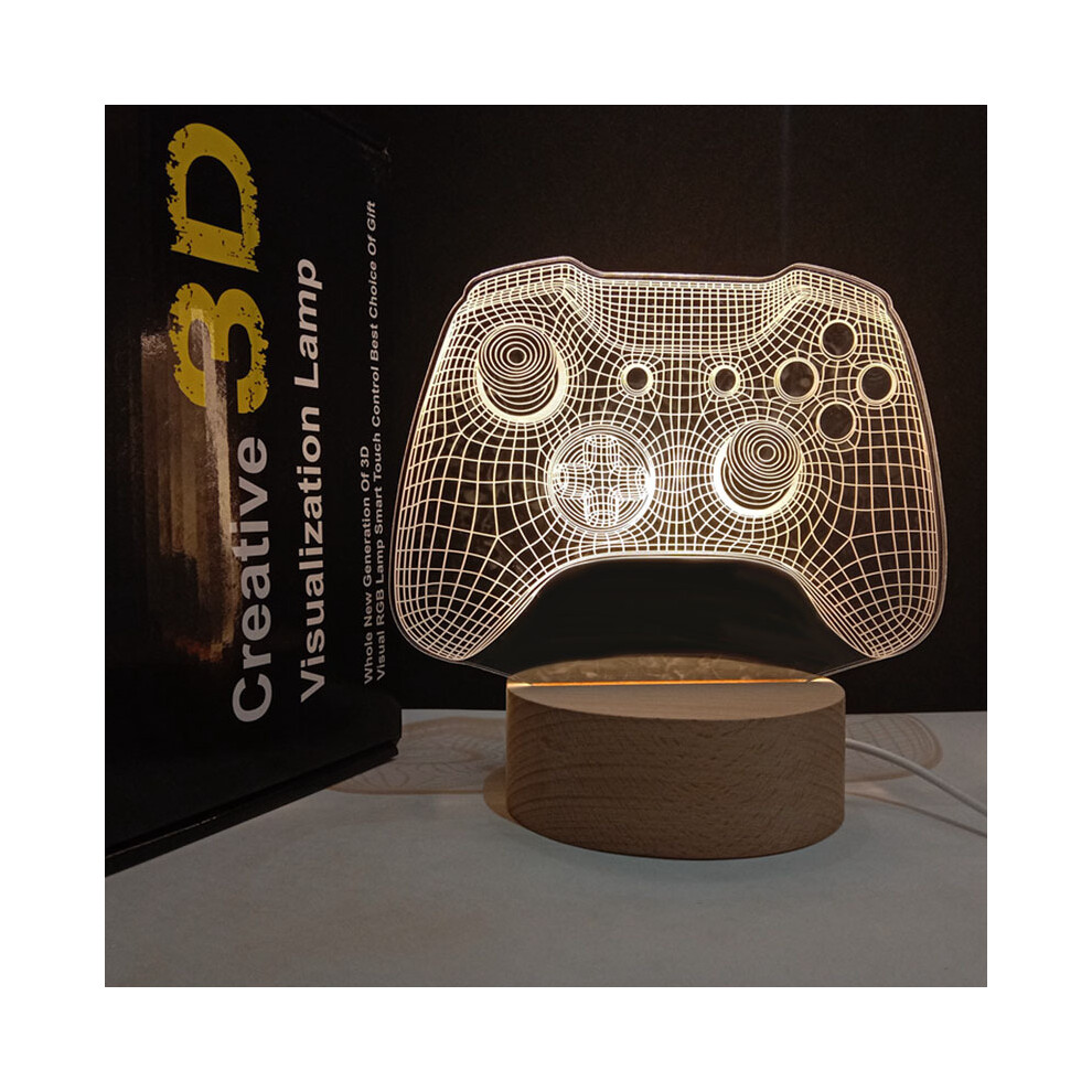 (USB white light + acrylic board + color box, Handle) New solid wood night light base creative home decor lamp 3D pattern USB color tuning bedside lam-image-OPC-PGJ67TJ-NEW