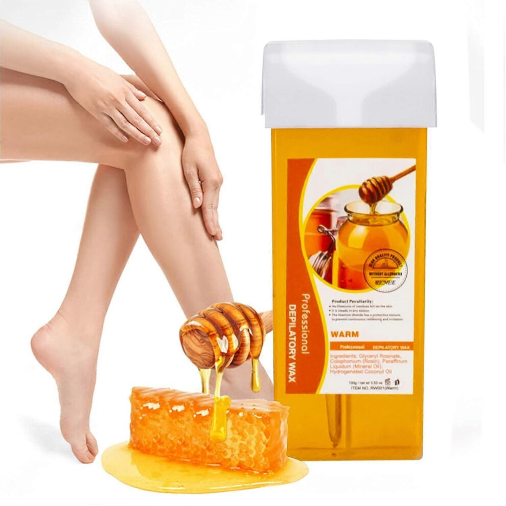 (1pcs) Honey Roll on Wax Refill, Hair Removal Wax Roller Refill for Sensitive Skin Body Legs Arms, Soft Wax Cartridge for any Roll on Wax Heater