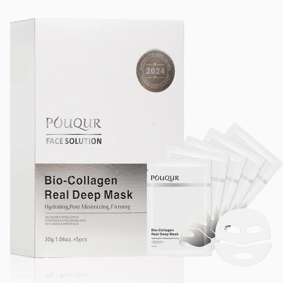 (2 Box -10pcs) Bio-Collagen Real Deep Mask, Overnight Collagen Lifting Masks, Hydrolyzed Collagen Mask for Moisturizing, Firming, Elasticity Boost