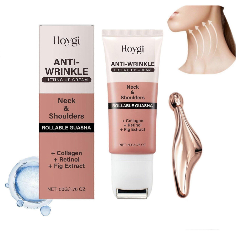 (3PCS) Retinol Guasha Neck Firming Cream - Anti-Aging Collagen & Fig Extract Moisturizer for Wrinkles & Sagging Skin, Hydrating & Lifting Neck Serum, Korean