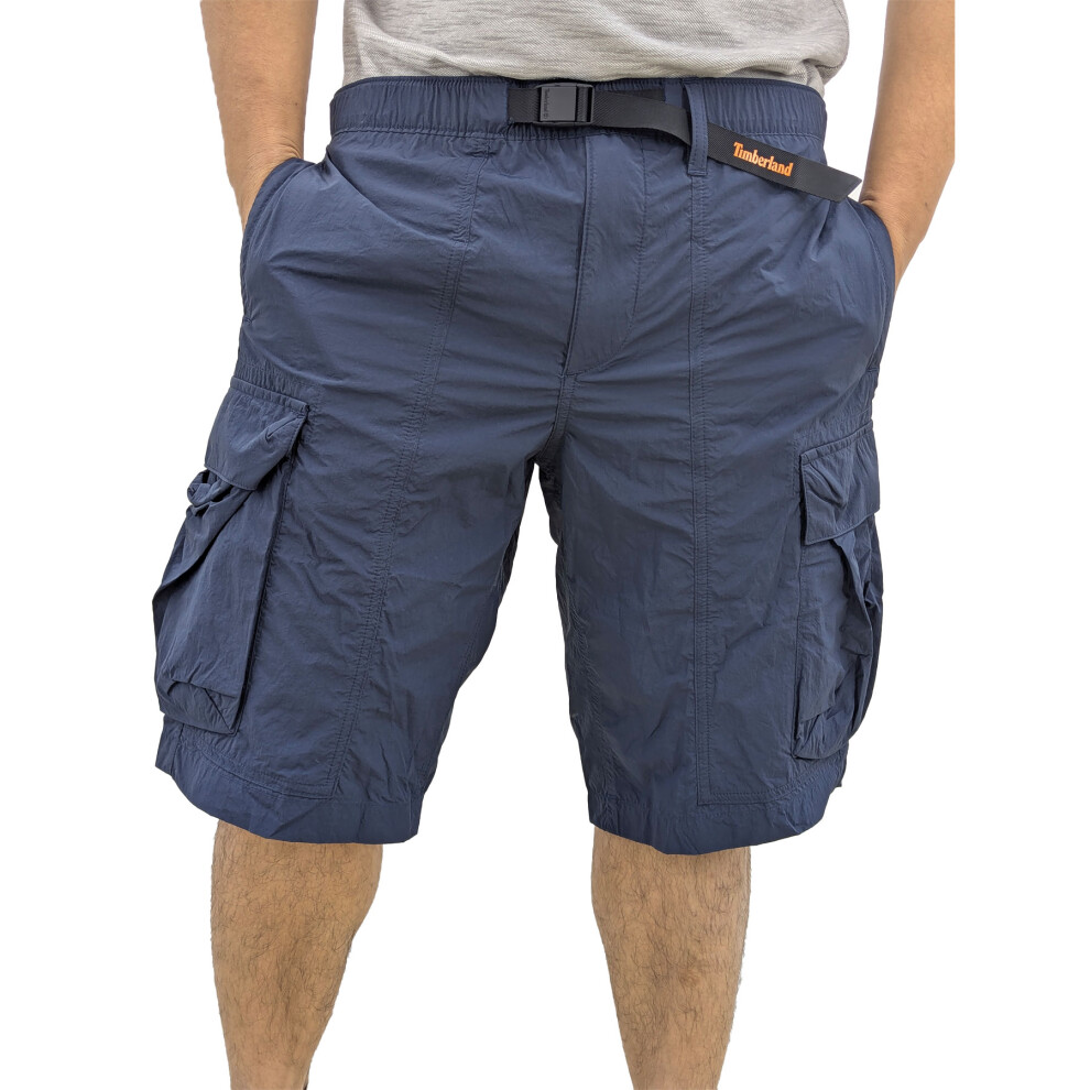 (Navy, W36) TIMBERLAND Mens Cargo Shorts Elasticated Summer Casual Quick Dry Beach Shorts