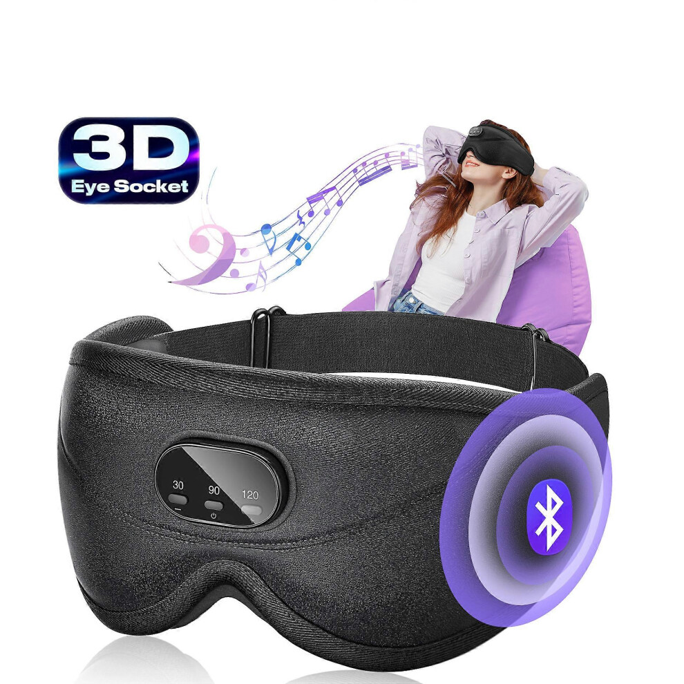 Sleep Mask Headphones with Wireless Bluetooth 5.2, 3D Eye Mask White Noise Headphones for Sleeping Mask Light Blocking,14 Hours for Side Sleepers Wome
