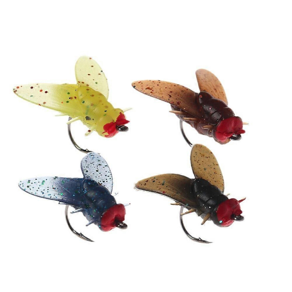 (L 16mm, Yellow) Bionic Fly Fishing Bait, Bionic Fly Fishing Lure, Color Small Fly Hook Fly Fishing Bait, 2024 New Fly Hook Soft Bait Add Fish Attractant Fishing Gear