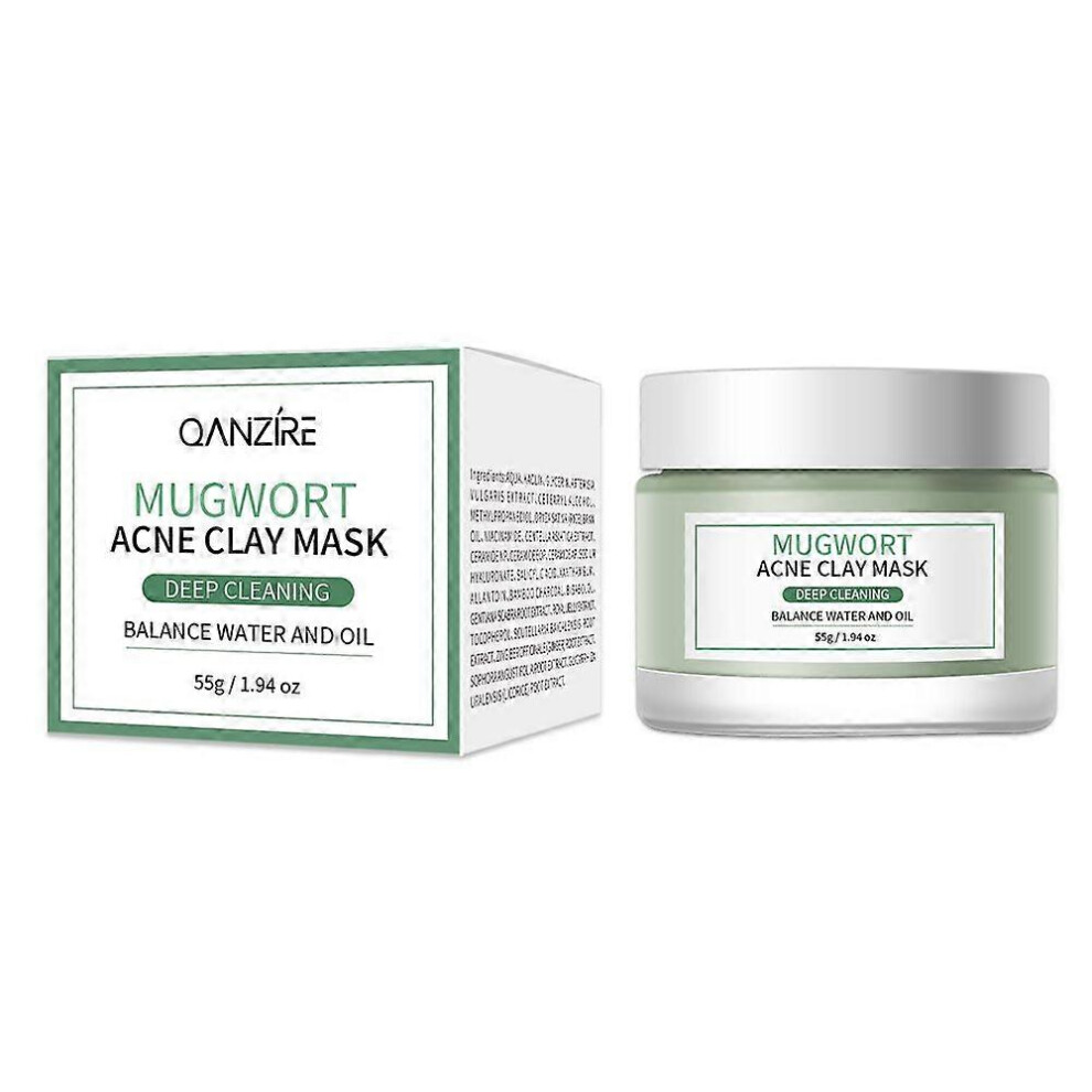 (1PCS) Mugwort Clay Mask, Beauty Face Clay Facial Mask, Face Pore Cleanser Cleansing Clay Mask, Anti-Pore & Acne Clay Mask Oil Control & Deep Cleansing