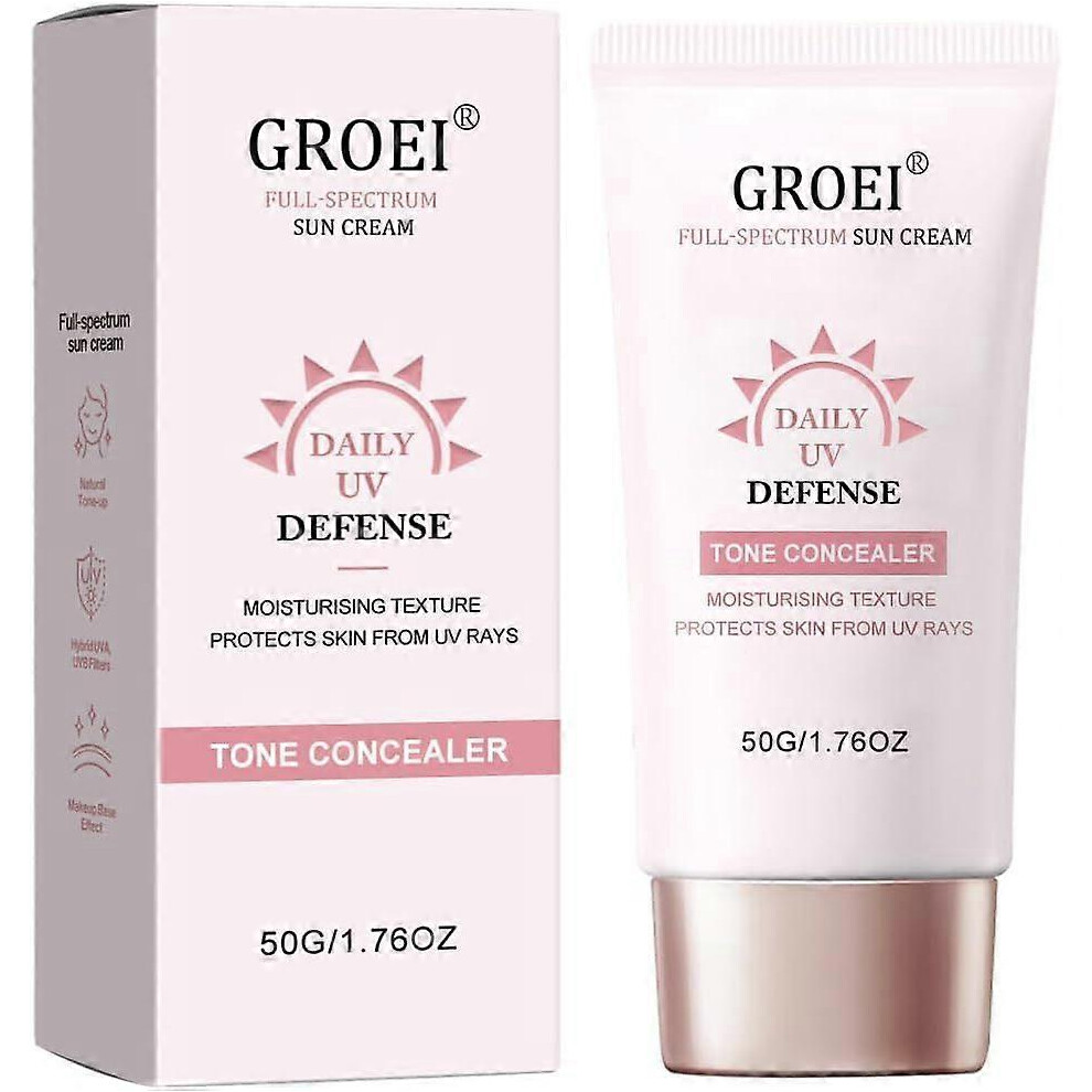 (2PCS) Centella Sunscreen Moisturizer for Face, Waterfull Tone-Up Sunscreen, Tone Concealer, Light Texture Spf50+ Sunscreen Sweat Proof Daily Hydrating Pink