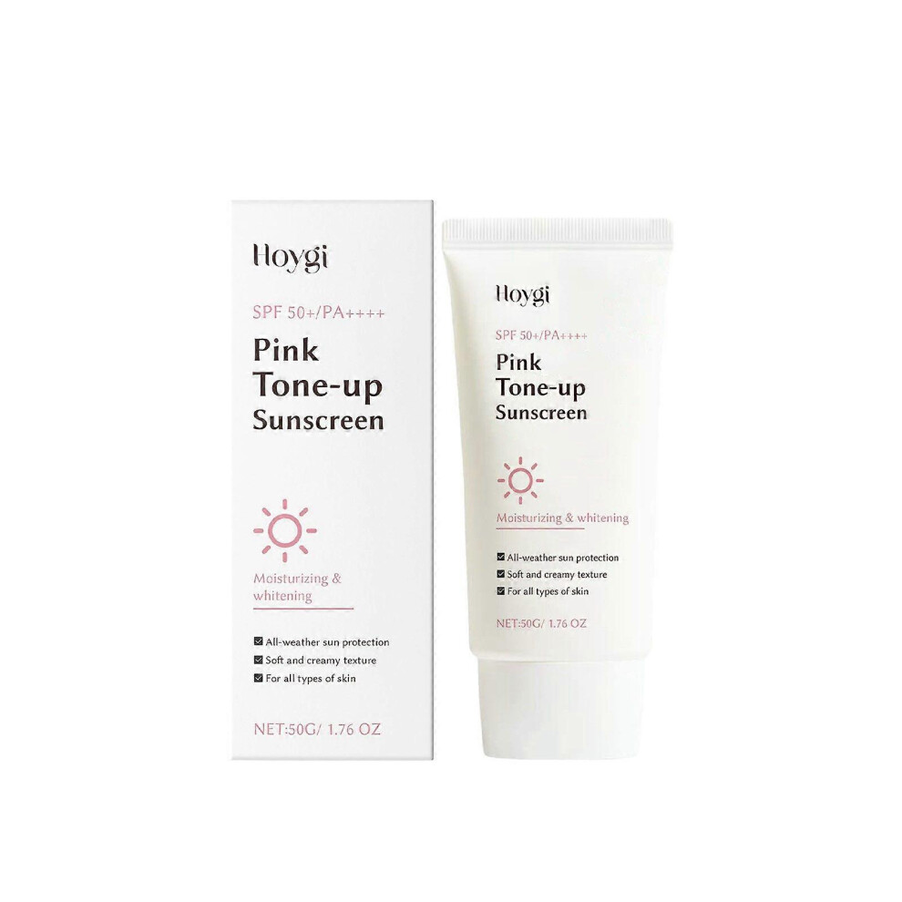 (3PCS) Soothing Pink Tone Up Sunscreen, Mineral Sunscreen for Dehydrated Skin, Lightweight, Non-Greasy Formula, Skin Tone Correction, SPF 50+