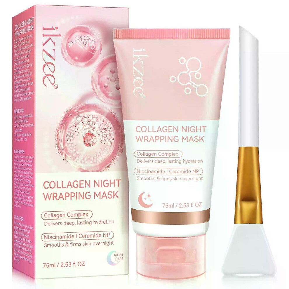 (2 Set) Collagen Night Wrapping Mask, Collagen Overnight Wrapping Peel Off Facial Mask, Hydrolyzed Collagen Face Mask for Elasticity & Hydration Care