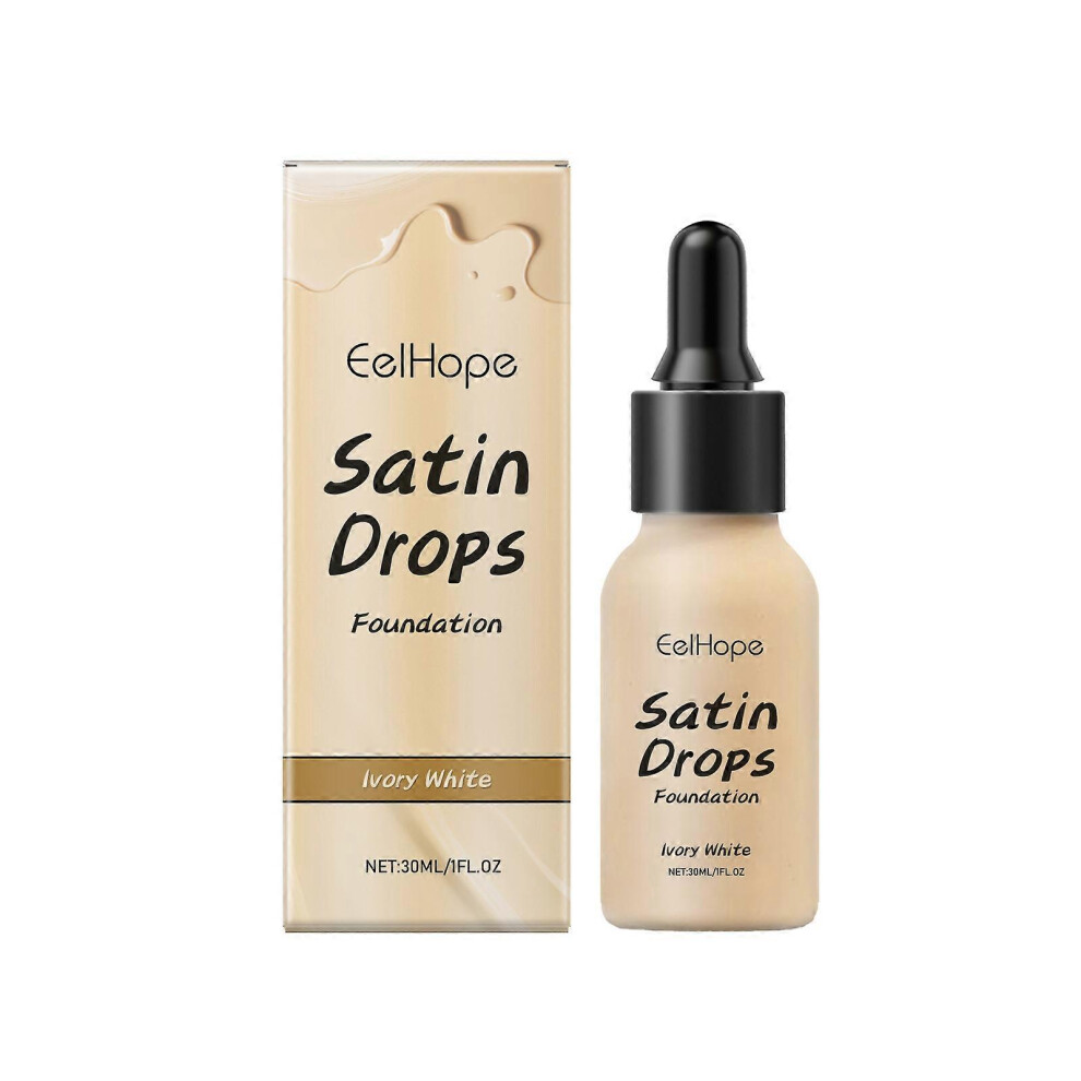 (Ivory white) Satin Drops Foundation, Waterproof Long Lasting Makeup Foundation Drops, Satin Drops Foundation Color Correcting Moisturizer Nature Makup Effect