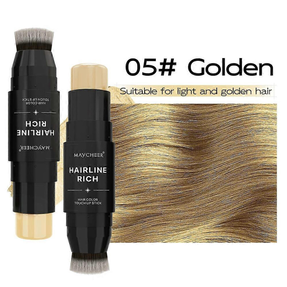 (gold) Hair Root Cover Up Stick, Double Ended Temporary Hair Color Pencil, Hairline Powder Stick, Hairline Contouring, Long Lasting Cover Thinning Hair