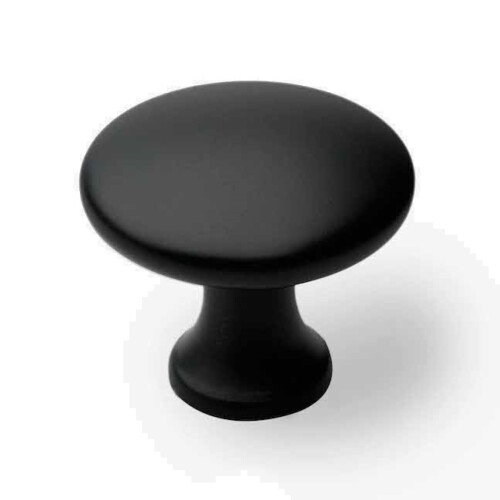 30mm Matt Black Cabinet Knob Pull Mushroom Button Silver Kitchen