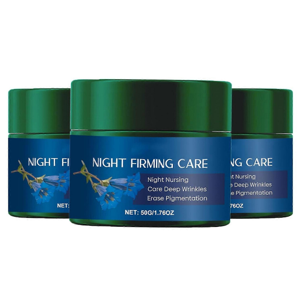 (3pcs) Organic Firming Night Cream Blue Gentian & Edelweiss, Natural  Anti-Wrinkle Serum Anti Ageing Moisturising Cream Reduces Deep Wrinkles & Pigment Spots