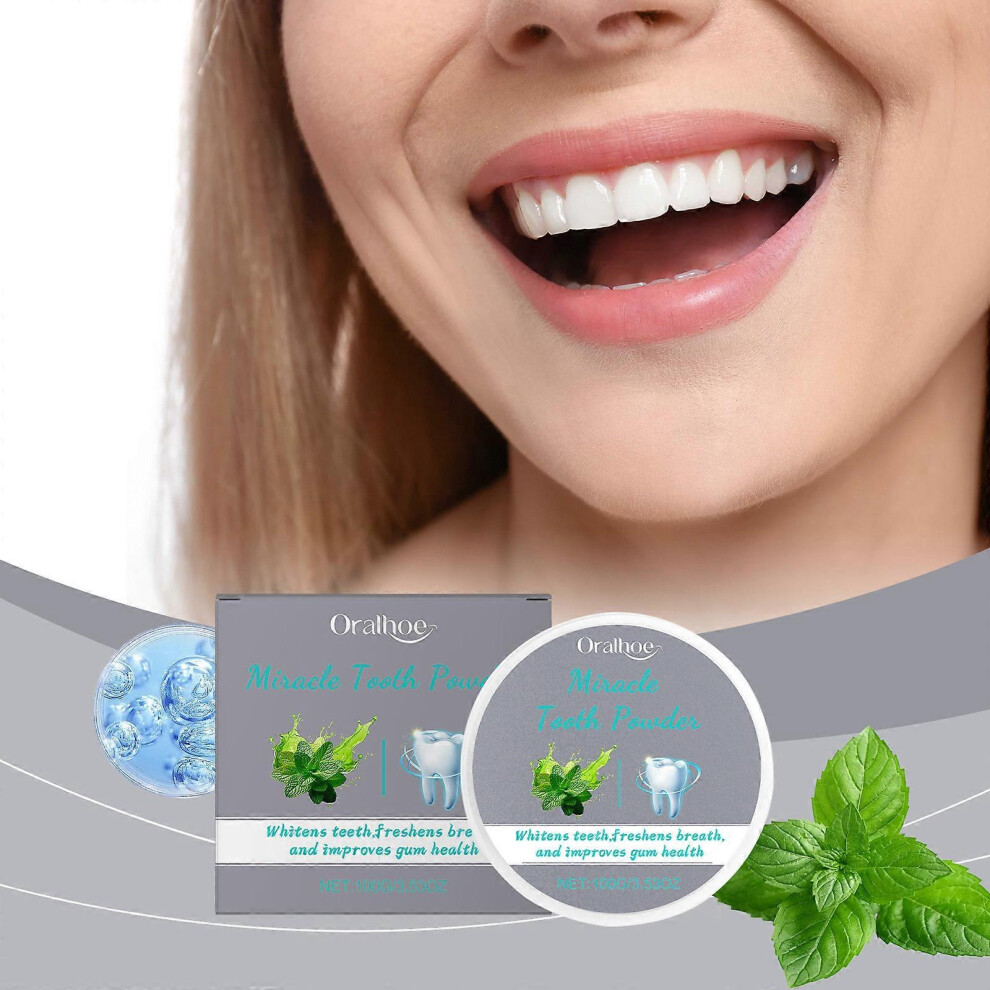 (2Pcs) Mint Tooth Powder Toothpaste, Teeth Whitening Powder, Teeth Whitener, Instant Teeth Whitening and Stain Removal, Fresh Breath