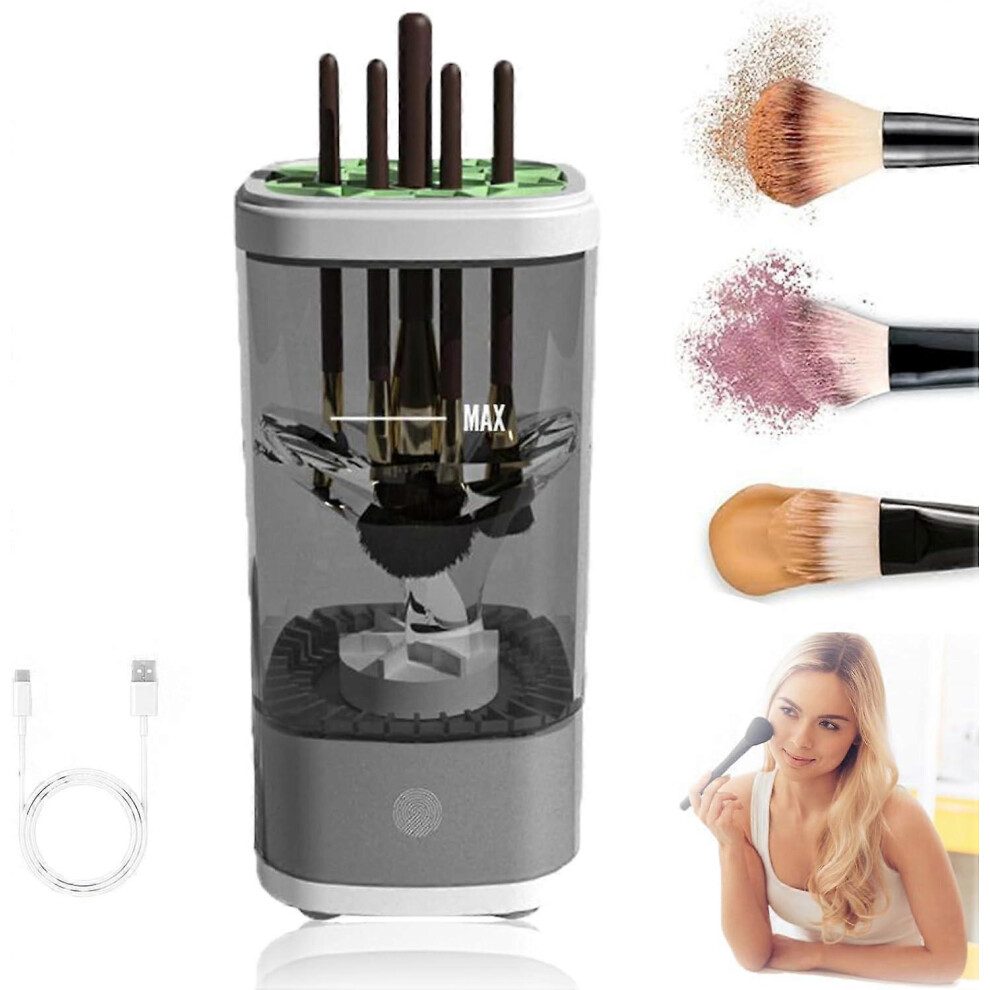 (Gray) Cosmetic Brush Cleaner, Upgrade Electric Make Up Brush Cleaner, Quick & Efficient Cleaning for Makeup Brushes, Gifts for Women