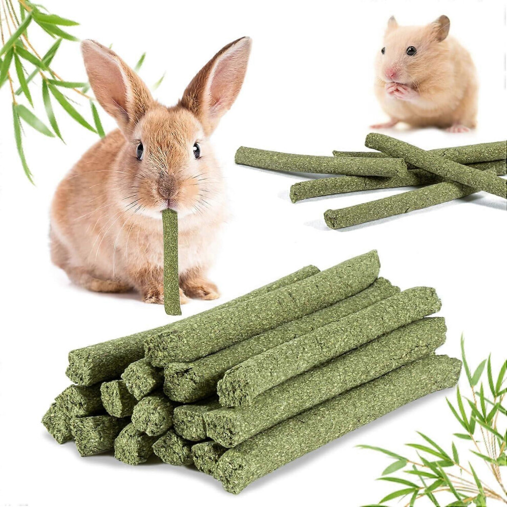 20Pcs Timothy Hay Chews Sticks Rabbit Chew Sticks Rodent Molar Snack for Chinchilla Squirrel Gerbil Hedgehog Chipmunk