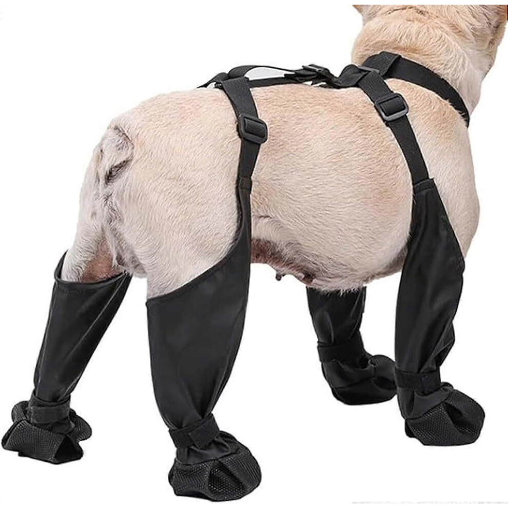 (S) Dog Boots with Suspenders, Adjustable Waterproof Dog Boots Dirty-Proof Dog Outdoor Walking Running Hiking Suspender Boots,Paw Protectors